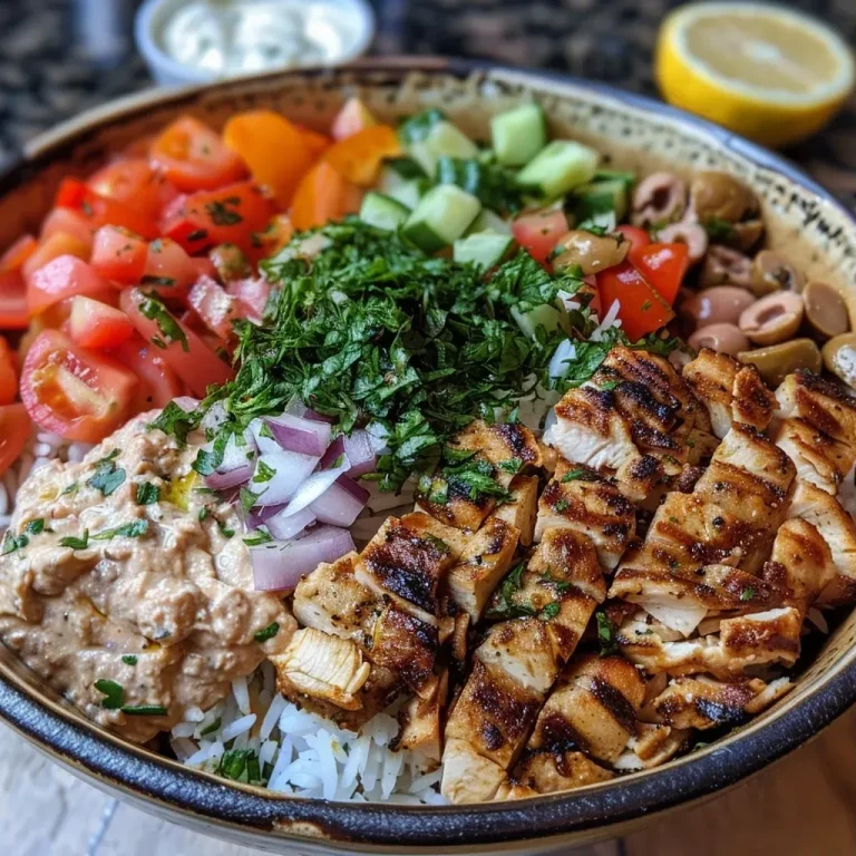 Close-up of a colorful Mediterranean bowl featuring quinoa, roasted cauliflower, and fresh spinach.