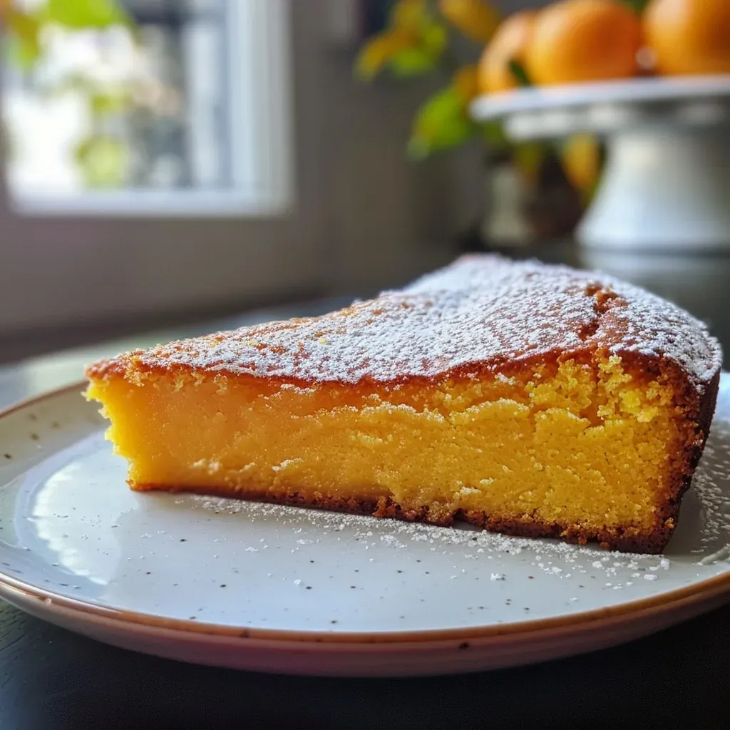 Juicy cake à la citrouille displayed on a white dish with a soft texture.
