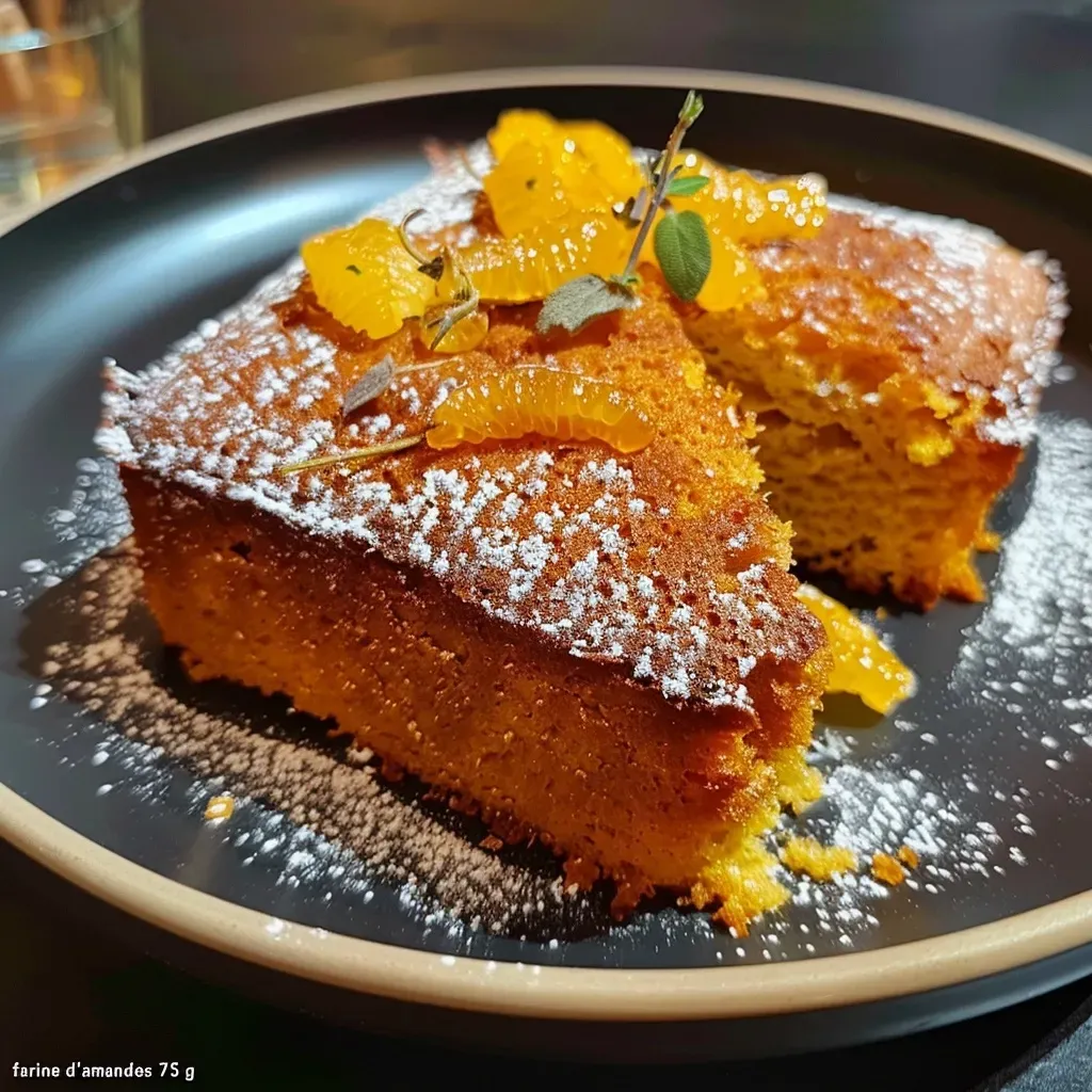 Close-up of a moist pumpkin cake with a golden-brown crust and visible hazelnut pieces.