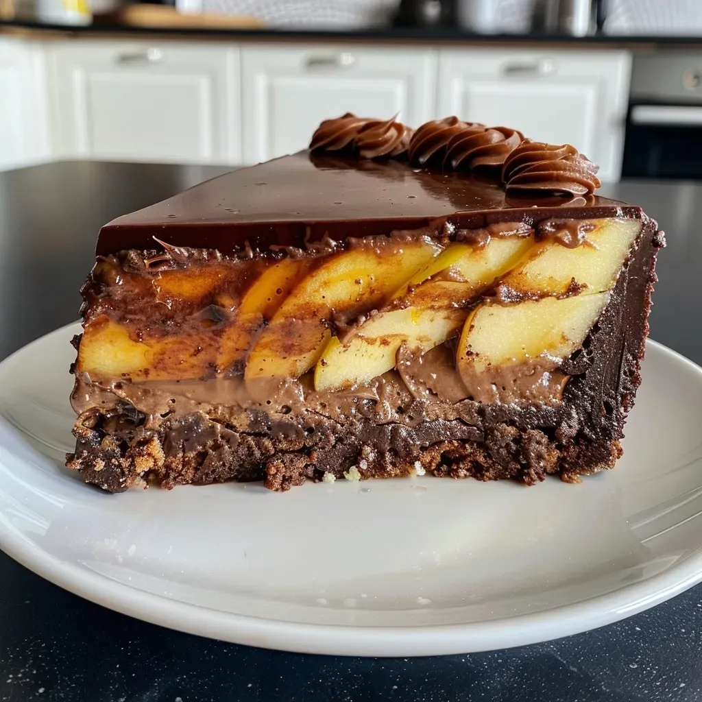Close-up photo of a chocolate cake made without sugar, garnished with a smooth surface.