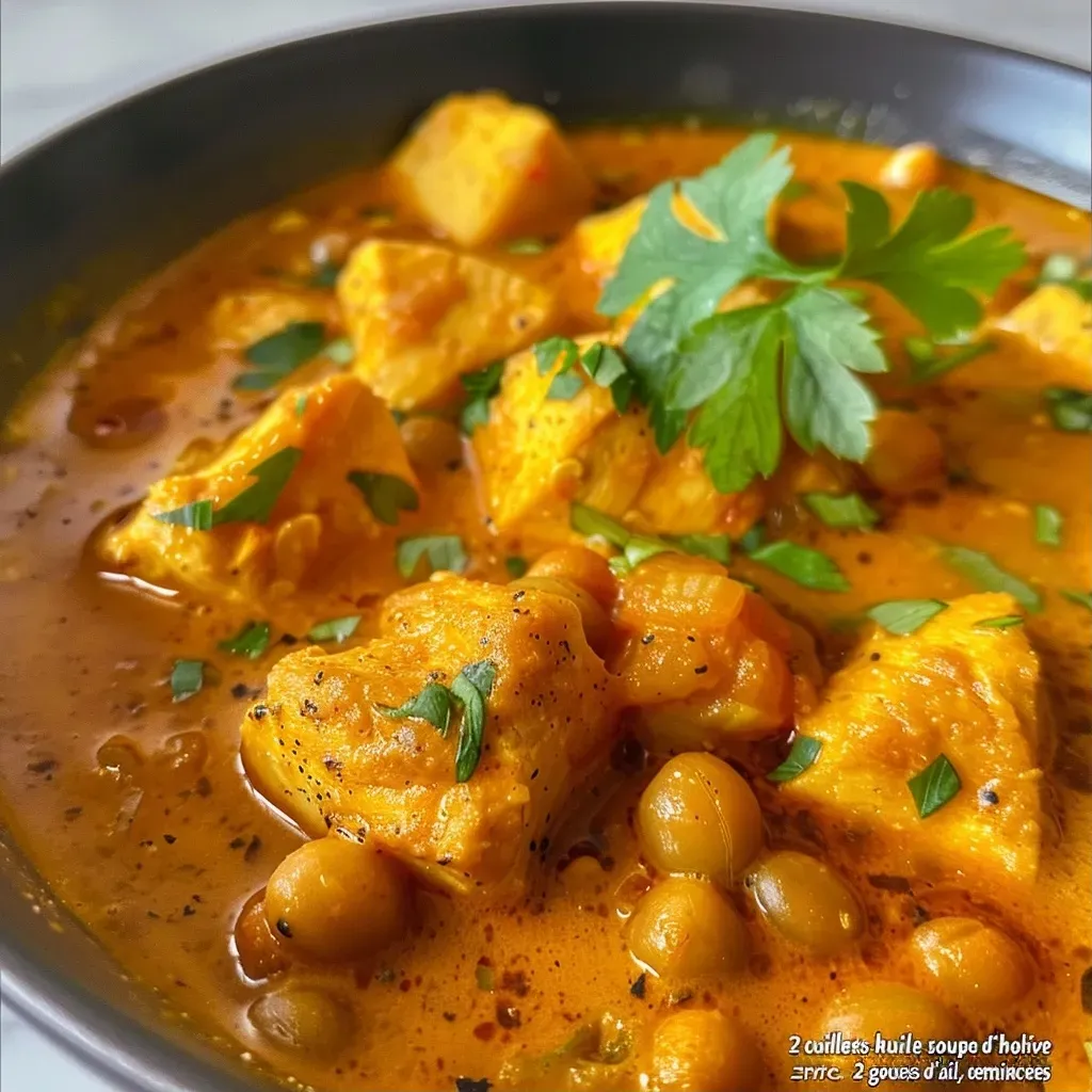 Close-up view of a vibrant dish featuring curry-infused céleri-rave with herbs.
