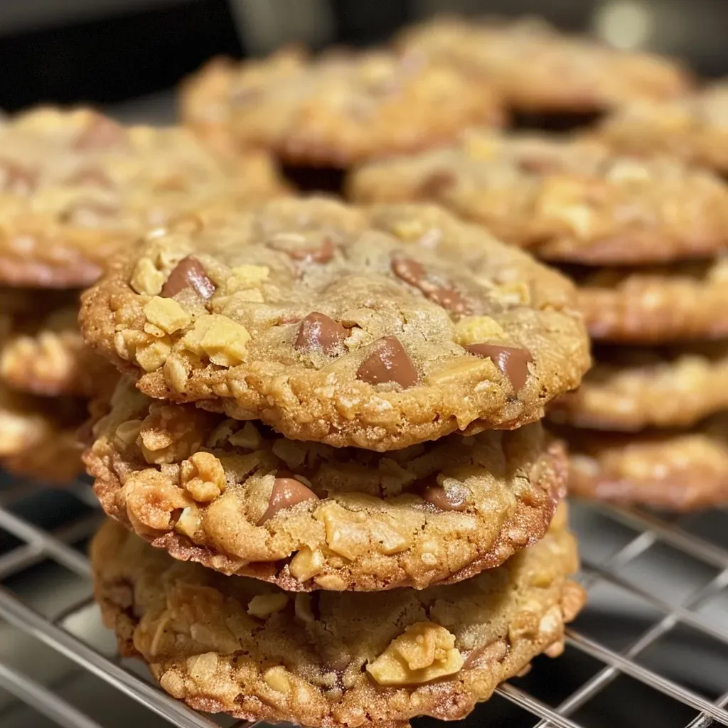 Side view of golden-brown cookies, highlighting their soft texture and shiny surface.