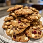 Juicy cranberry cookies with a golden-brown exterior, showcasing cranberries and nuts.