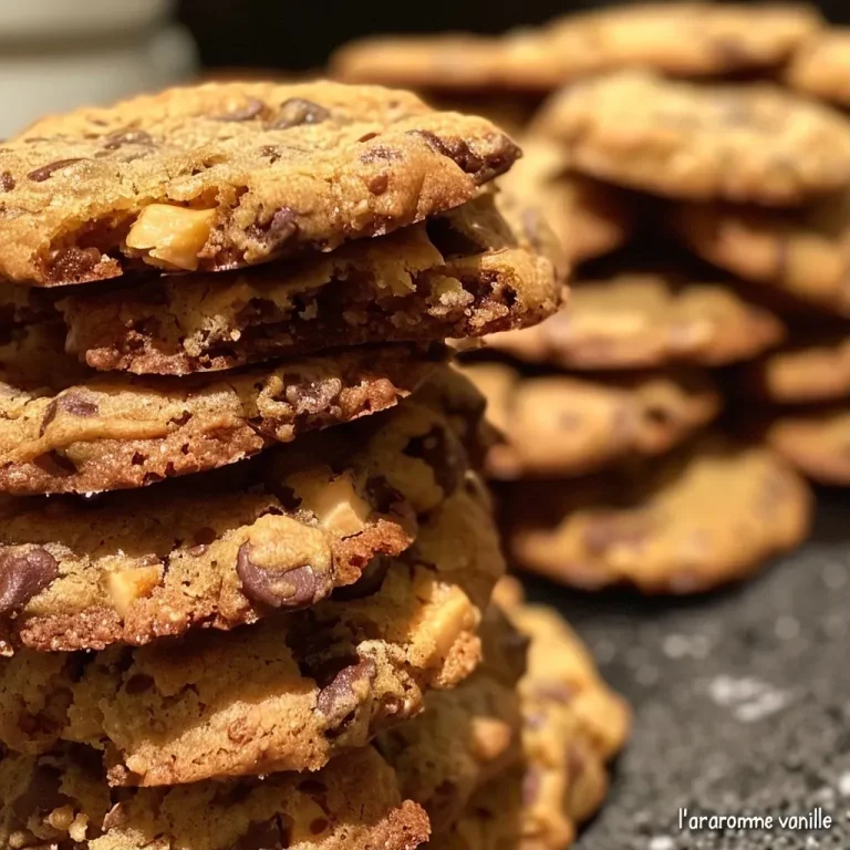 A close-up side view of a freshly baked oatmeal and cranberry cookie.