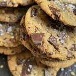 Close-up of soft buckwheat cookies with chocolate chips.