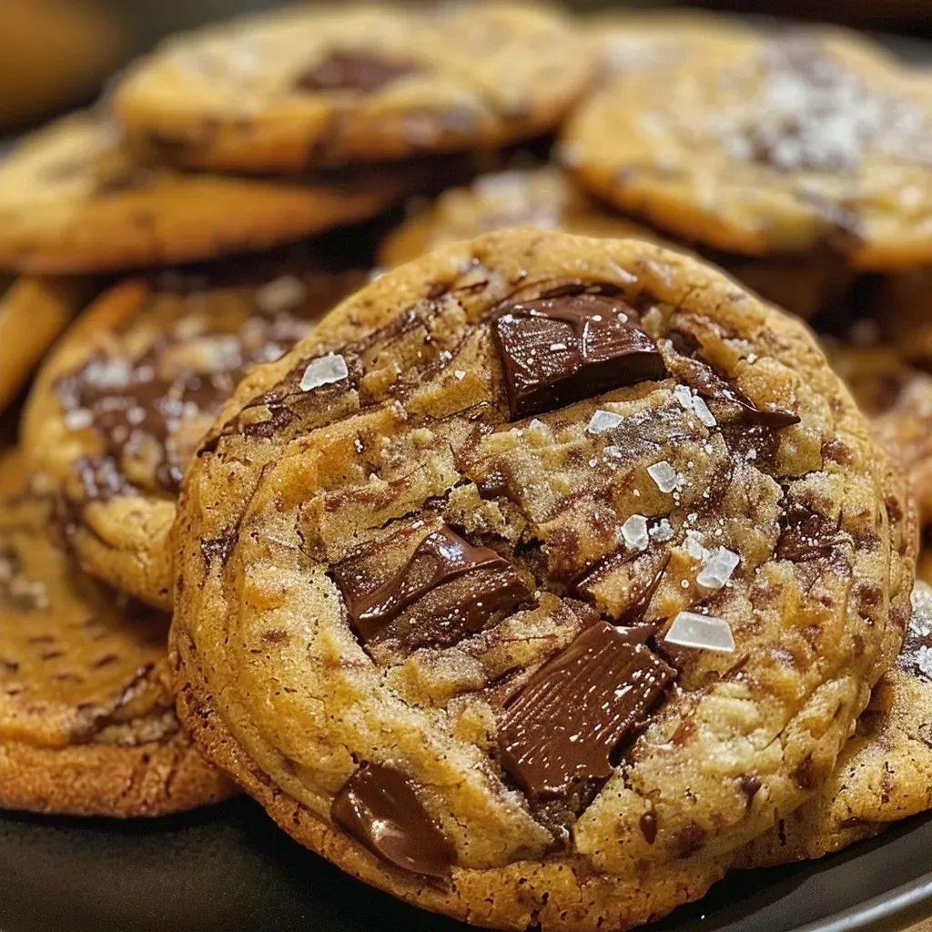 Side angle of freshly baked sarrasin cookies, highlighting their texture and chocolate pieces.