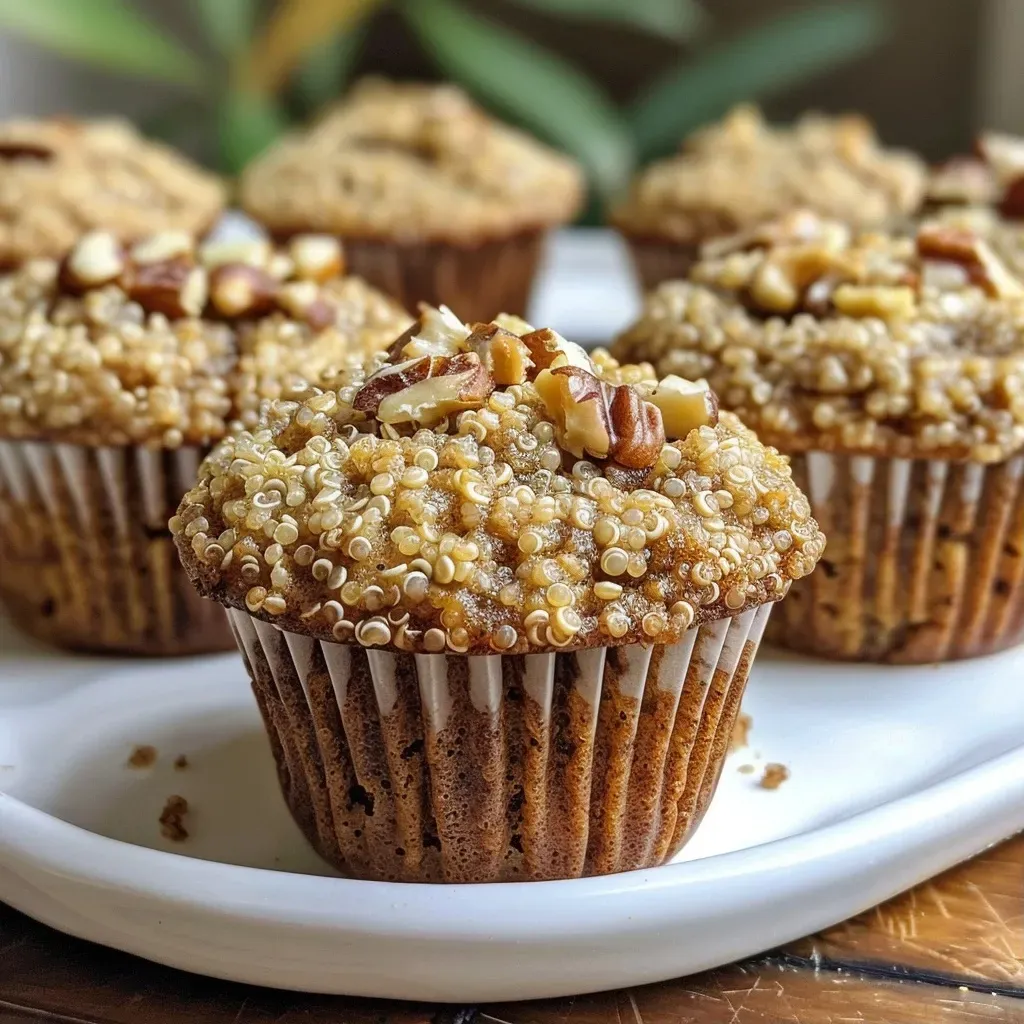 Close-up view of healthy quinoa muffins with a golden-brown crust.