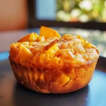 Close-up of healthy apple and carrot muffins topped with a drizzle of honey.