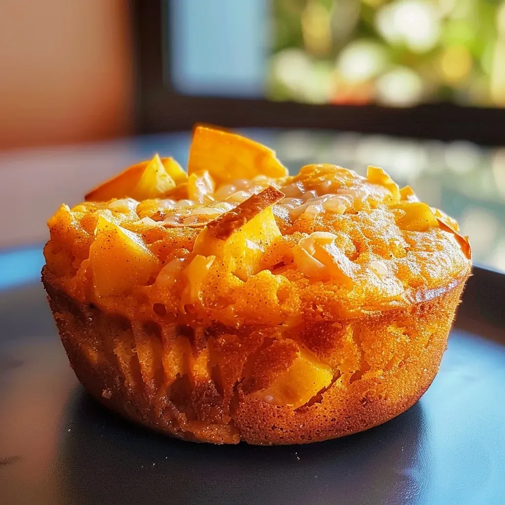 Close-up of healthy apple and carrot muffins topped with a drizzle of honey.