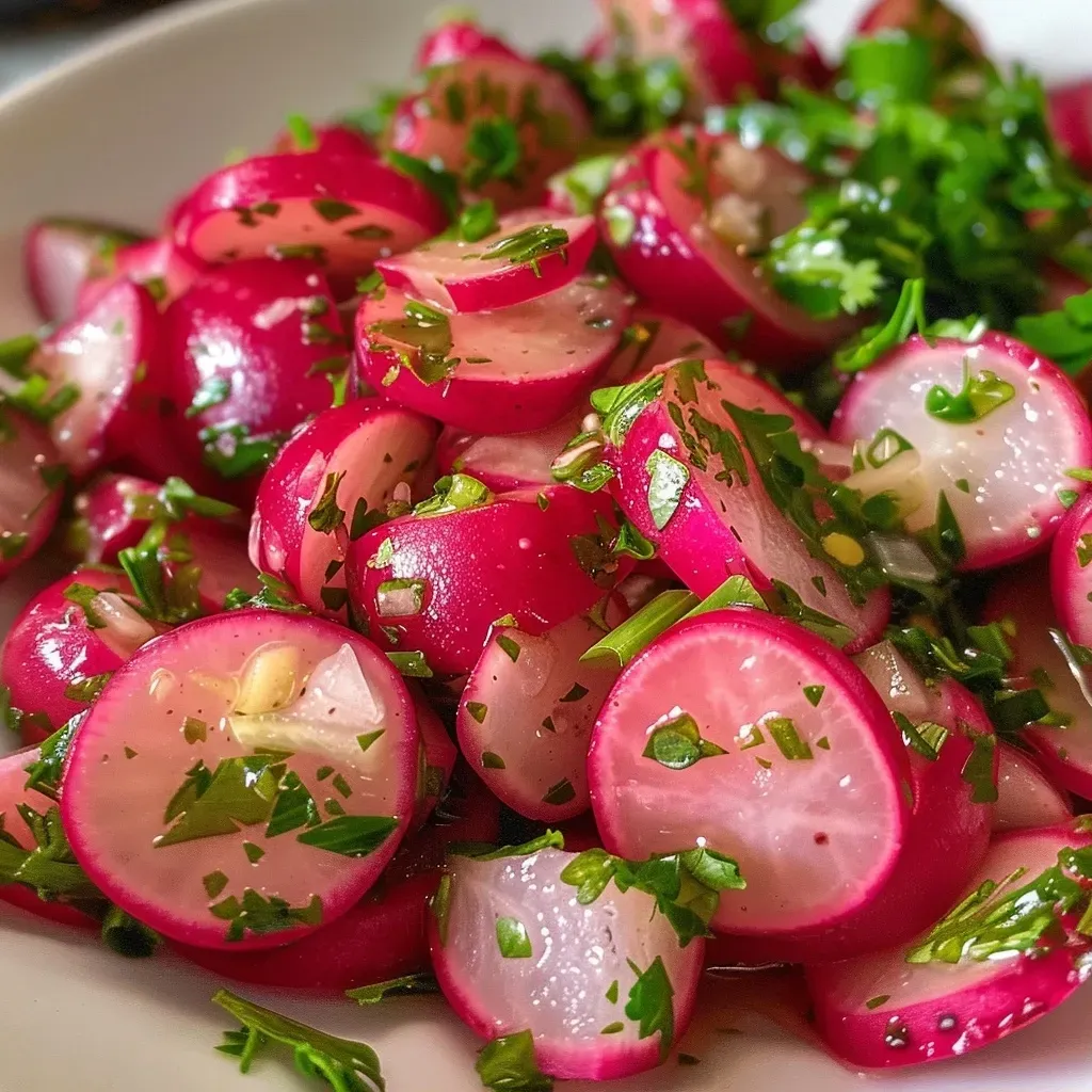 Close-up of roasted radishes with a glossy finish, highlighting their crispy edges and juicy interior.