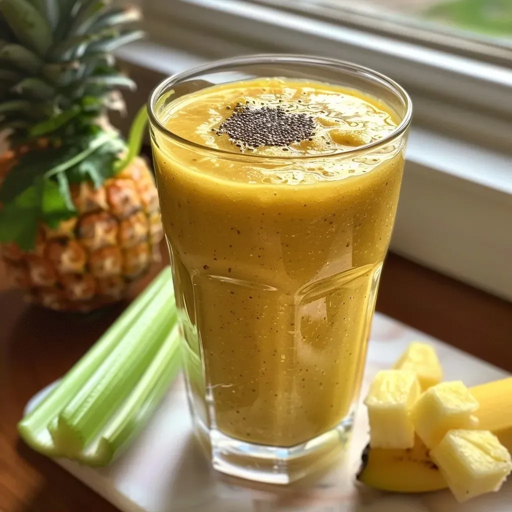 Side view of a colorful smoothie showcasing berries and leafy greens, in a clear glass.