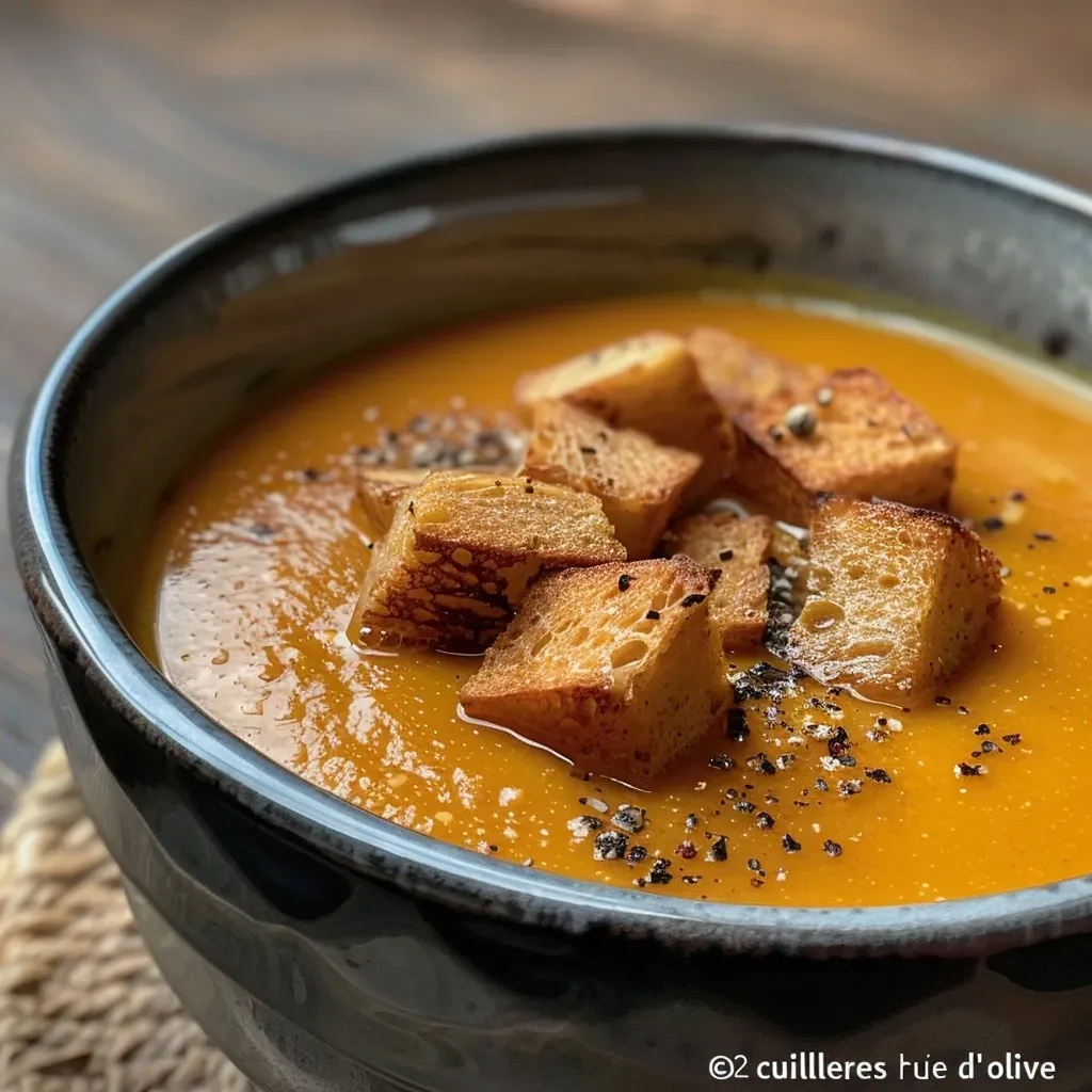 Side view of a bowl of pumpkin soup featuring whole hazelnuts on top.
