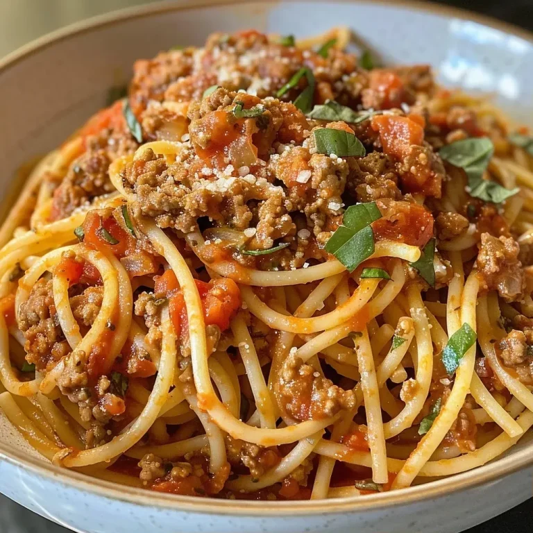 Spaghetti Protéinés en Instant Pot : Un Dîner Satisfaisant et Équilibré Close-up of a plate of spaghetti with ground beef and marinara sauce.