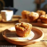 Close-up view of gluten-free mini muffins with apple and walnut.