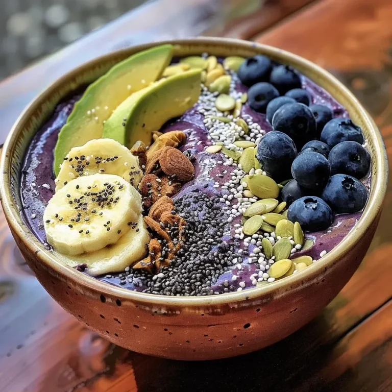 Un bowl coloré et plein de vitalité pour booster vos matins A vibrant acai smoothie bowl topped with fresh berries and seeds.